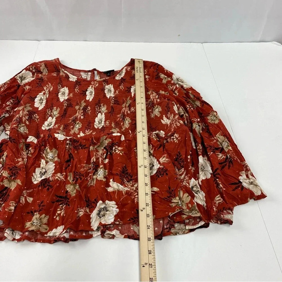 Torrid 5X Babydoll Crinkle Gauze Midi Top Orange Floral Women's Plus Stretch - Picture 3 of 7